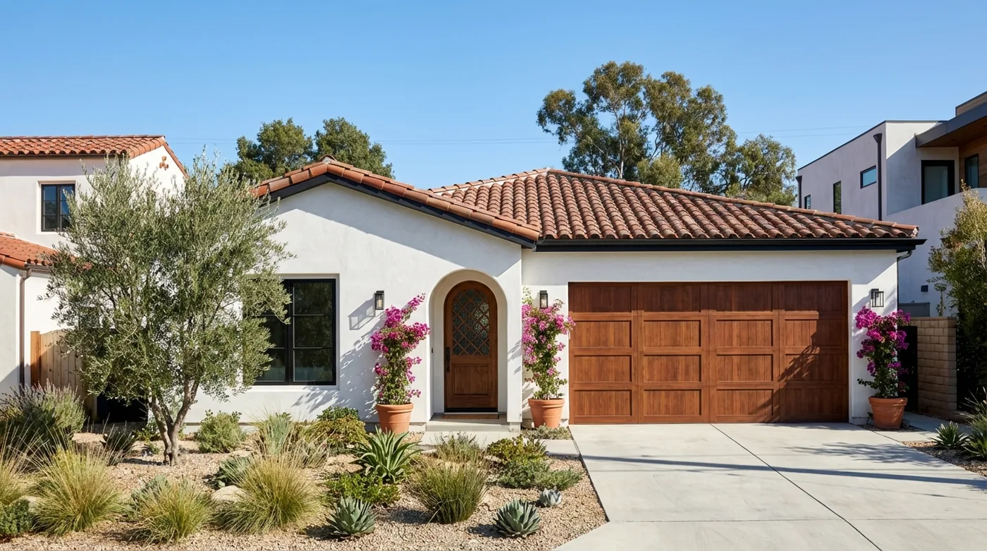 Altadena Spanish Revival fire rebuild residence, front exterior