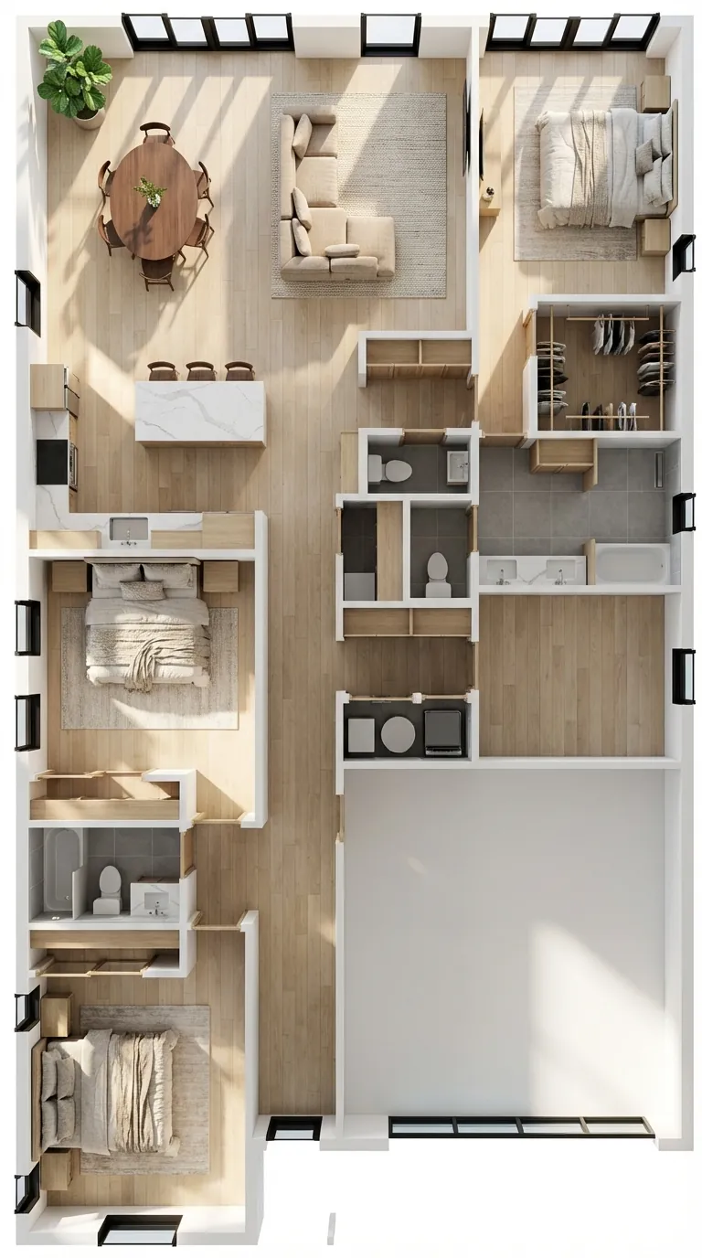 Altadena Residence floor plan rendering, main residence layout