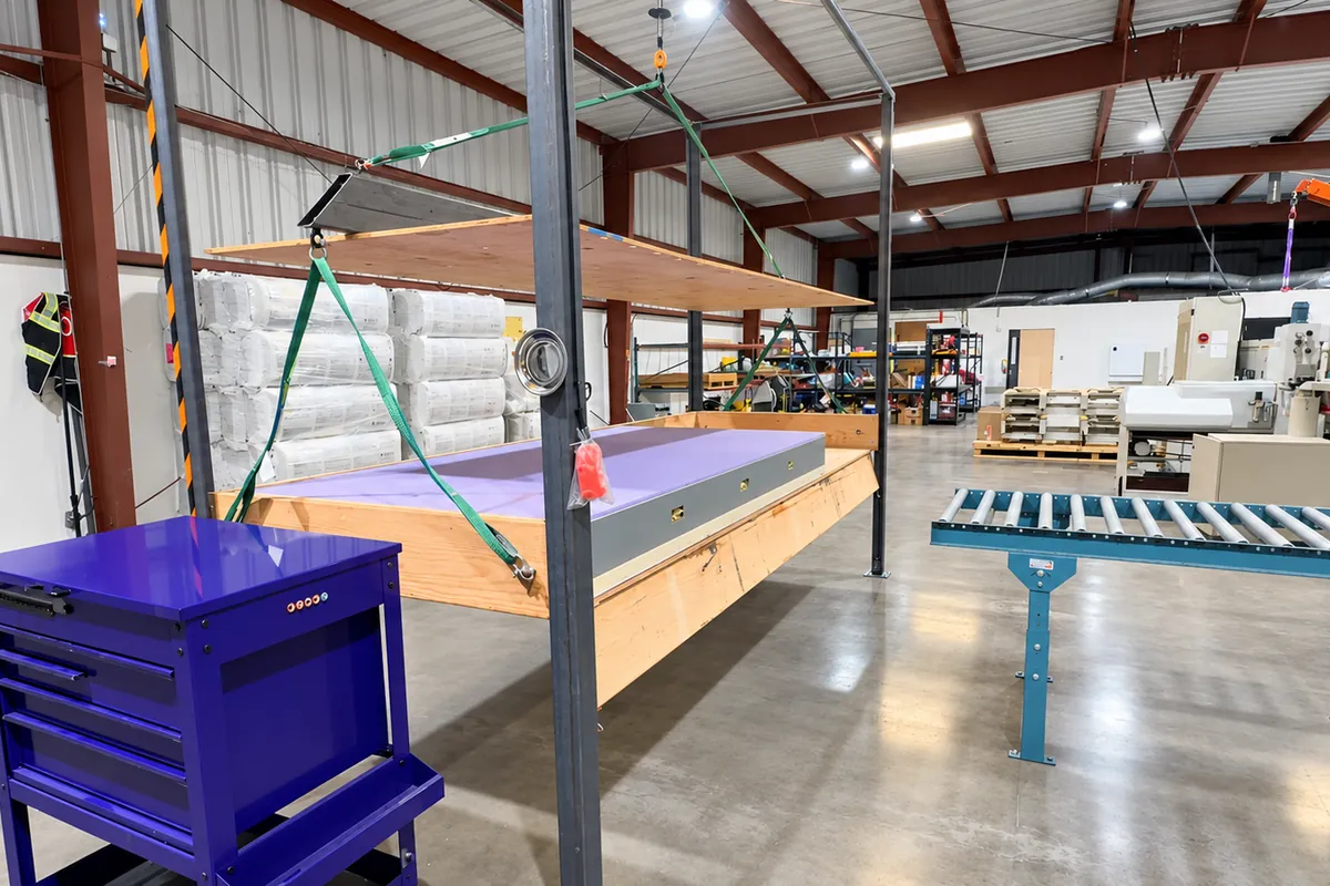 Panel production floor inside the 4C Construction Systems factory in Hayward, California
